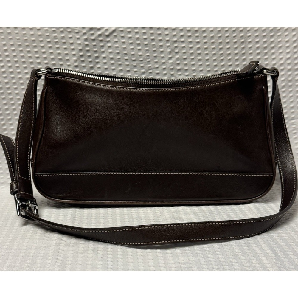 Vintage 1993 Coach Style 7587 Brown Leather Shoulder Bag Y2K Adjustable Strap